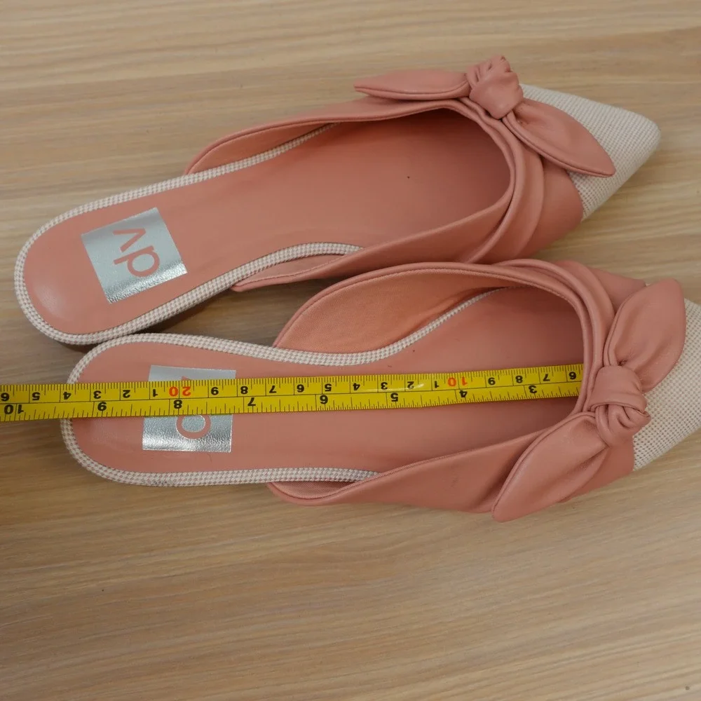 Coquette Mule Flat Sandals Womens 6 Rose Pastel Pointed Cap Toe DV Dolce Vita